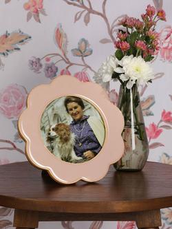Laura Ashley Cordwell Scalloped Round Photo Frame, 5 x 5" (12.5 x 12.5cm), Pink - view 2, Pink