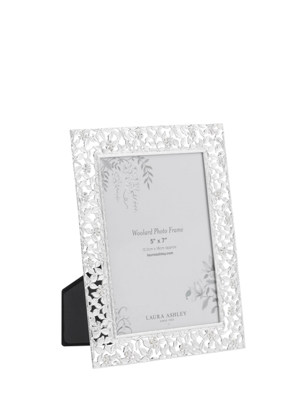 Laura Ashley Woolard Leaf Photo Frame, 5 x 7" (12.5 x 18cm), Silver Plated, Silver