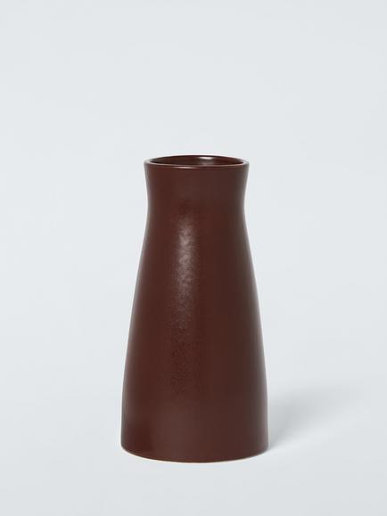 John Lewis Glazed Stoneware Bottle Vase, H20.8cm, Burnt Umber, Burnt Umber