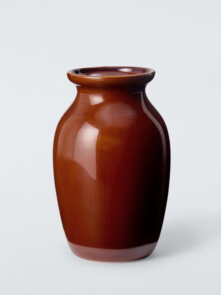 John Lewis Reactive Glaze Stoneware Urn Vase, H18cm, Deep Red, Deep Red