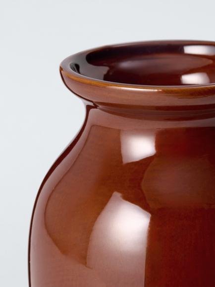 John Lewis Reactive Glaze Stoneware Urn Vase, H18cm, Deep Red - view 2, Deep Red