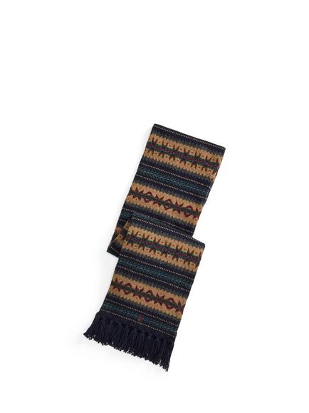 Ralph Lauren Wool Rich Fair Isle Scarf, Blue Navy, Blue Navy