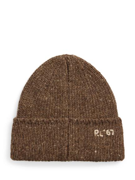 Polo Ralph Lauren Polo Logo Merino Wool Blend Beanie, Brown Mid - view 2, Brown Mid
