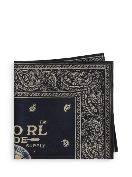Ralph Lauren Wool  Graphic Bandana, Blue Navy - view 2, Blue Navy