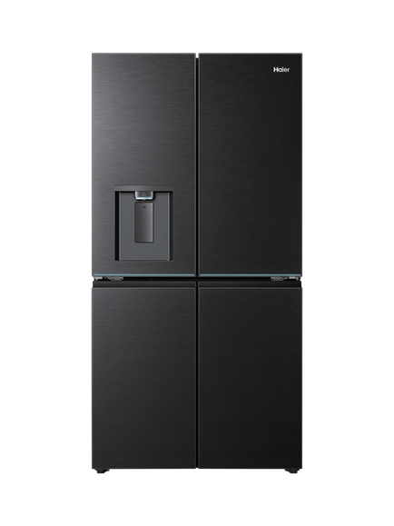 Haier HCW79F18CHMB Freestanding 60/40 American Fridge Freezer, Obsidian Steel, Obsidian Steel