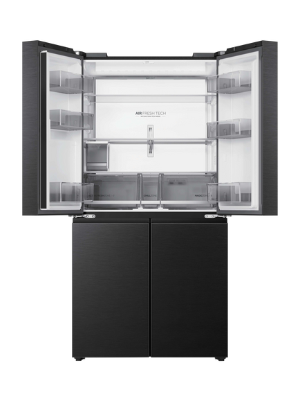 Haier HCW79F18CHMB Freestanding 60/40 American Fridge Freezer, Obsidian Steel - view 2, Obsidian Steel