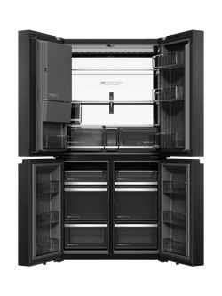 Haier HCW99F18DIMB Freestanding 60/40 American Fridge Freezer, Obsidian Steel - view 2, Obsidian Steel
