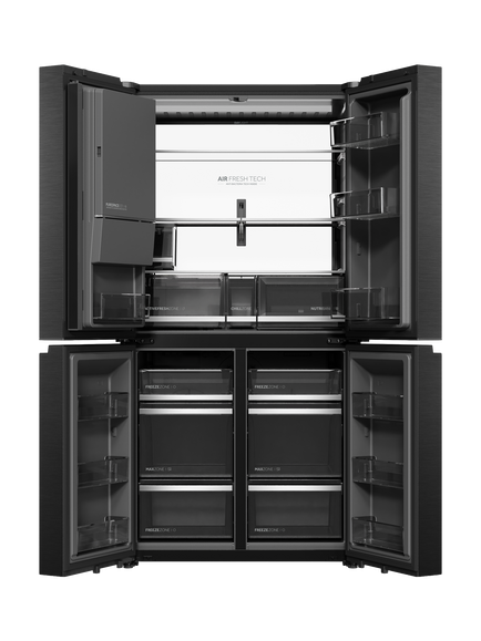 Haier HCW99F18DIMB Freestanding 60/40 American Fridge Freezer, Obsidian Steel - view 2, Obsidian Steel