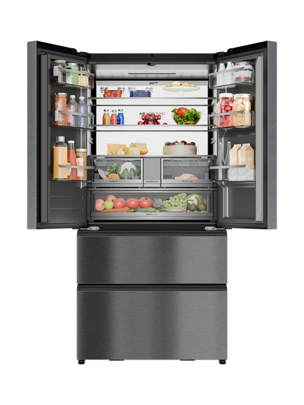 Haier HFW99F19ESSB Freestanding 60/40 American Fridge Freezer, Iconic Black - view 2, Iconic Black