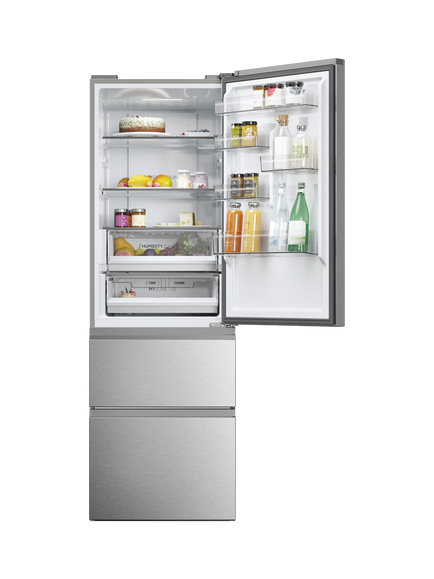 Haier HTW5618ENMG Freestanding 60/40 Fridge Freezer, Gentle Silver - view 2, Gentle Silver