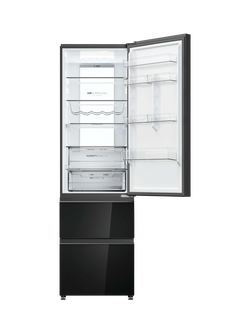 Haier HTW7620DNGB Freestanding 60/40 Fridge Freezer, Obsidian Glass - view 2, Obsidian Glass