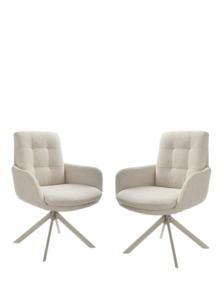 KETTLER Joey Swivel Dining Armchair, Set of 2, Beige, Beige