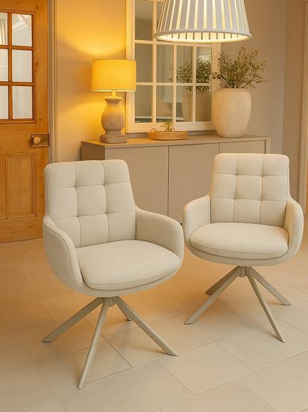 KETTLER Joey Swivel Dining Armchair, Set of 2, Beige - view 2, Beige