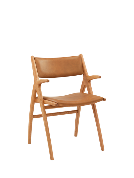 John Lewis OUTLET X-Ray Leather Dining Armchair, Like New, Oak/Camel, Oak