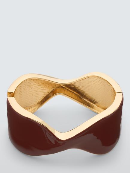 John Lewis Enamel Twist Cuff Bangle, Gold/Burgundy, Gold/Burgundy