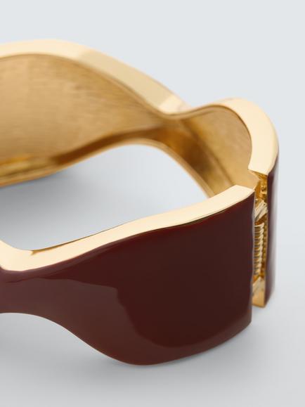 John Lewis Enamel Twist Cuff Bangle, Gold/Burgundy - view 2, Gold/Burgundy