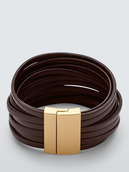John Lewis Multi-Row Bracelet, Dark Brown/Gold, Dark Brown/Gold
