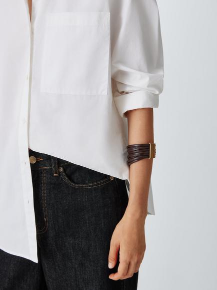 John Lewis Multi-Row Bracelet, Dark Brown/Gold - view 2, Dark Brown/Gold