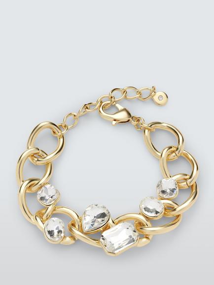 John Lewis Crystal Link Chain Bracelet, Gold, Gold