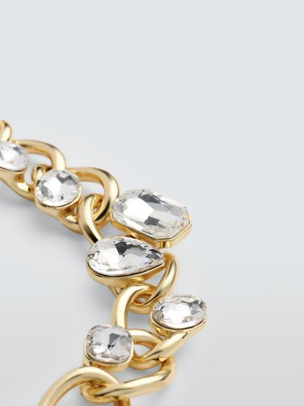 John Lewis Crystal Link Chain Bracelet, Gold - view 2, Gold