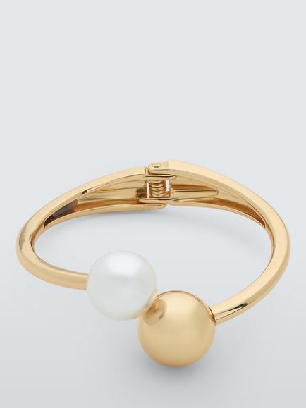 John Lewis Pearl Sphere Cuff Bangle, Gold, Gold