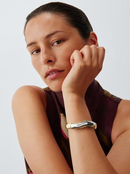John Lewis Wavy Cuff Bracelet, Gold/Silver - view 2, Gold/Silver