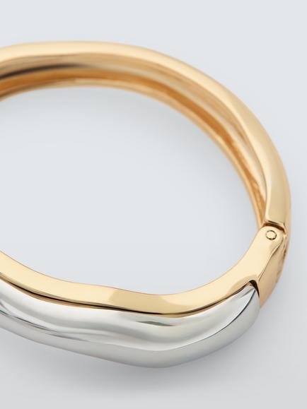 John Lewis Wavy Cuff Bracelet, Gold/Silver - view 2, Gold/Silver