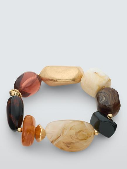 John Lewis Statement Multi Bead Bracelet, Gold/Multi, Gold/Multi