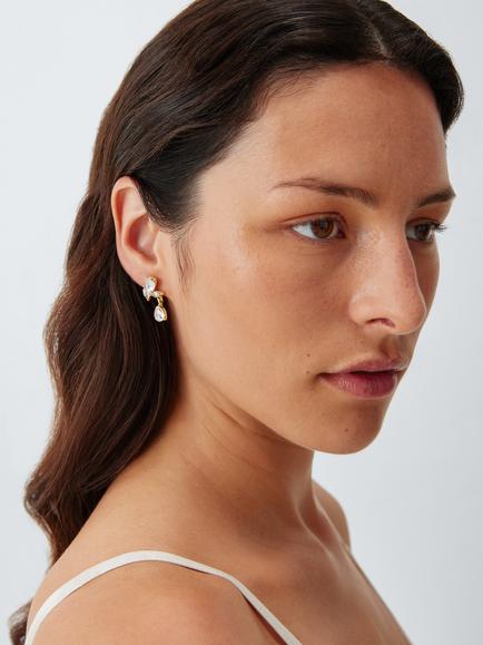 John Lewis Crystal Stud Earrings, Pack of 3, Gold - view 2, Gold