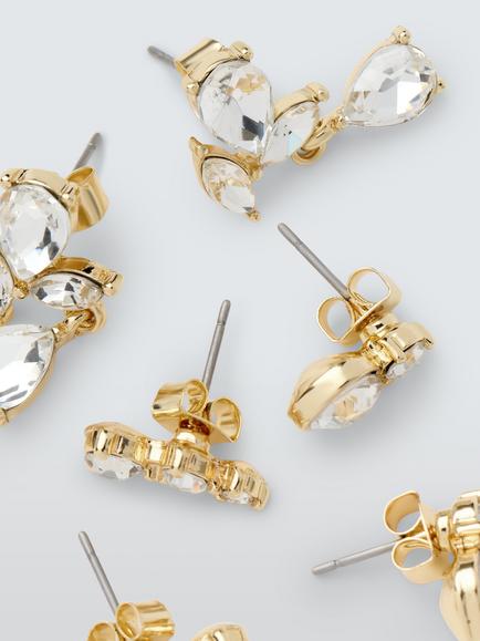 John Lewis Crystal Stud Earrings, Pack of 3, Gold - view 2, Gold