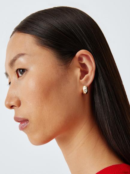 John Lewis Small Chunky Half Hoop Earrings, Pack of 3, Gold - view 2, Gold