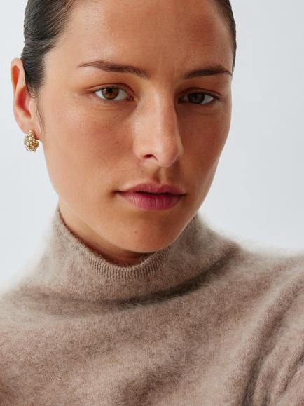 John Lewis Crystal and Pearl Hoop Earrings, Gold - view 2, Gold
