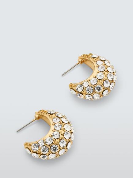 John Lewis Chunky Crystal Hoop Earrings, Gold, Gold