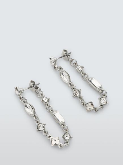 John Lewis Wrap Crystal Hoop Earrings, Silver, Silver
