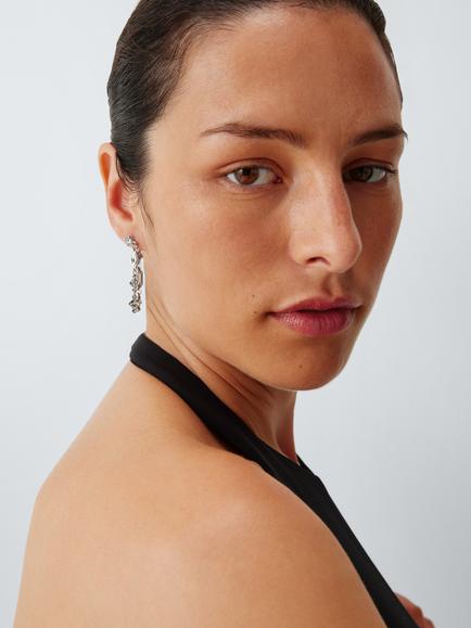 John Lewis Wrap Crystal Hoop Earrings, Silver - view 2, Silver