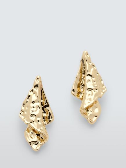John Lewis Hammered Statement Fold Earrings, Gold, Gold