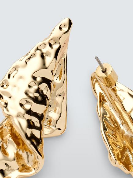 John Lewis Hammered Statement Fold Earrings, Gold - view 2, Gold