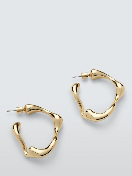 John Lewis Large Molten Hoop Earrings, Gold