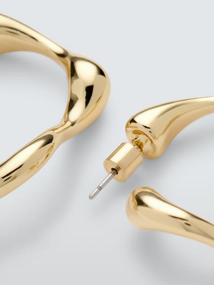 John Lewis Large Molten Hoop Earrings - view 2, Gold