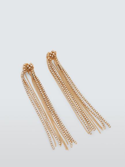 John Lewis Knotted Diamante Chain Drop Earrings, Gold, Gold