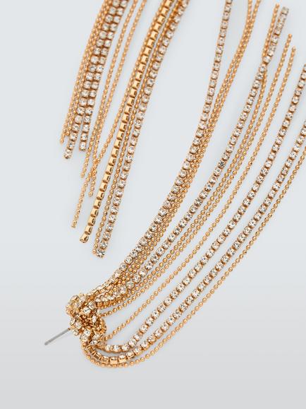 John Lewis Knotted Diamante Chain Drop Earrings, Gold - view 2, Gold