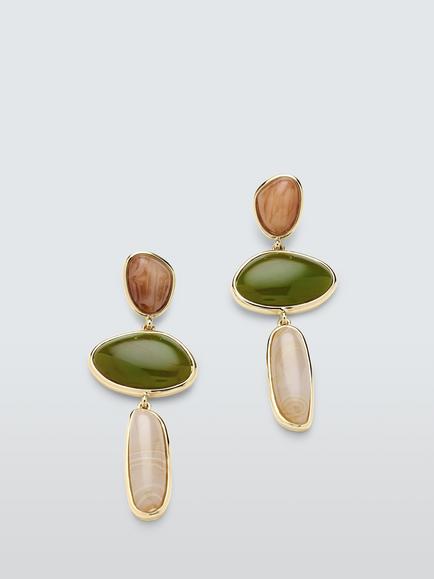 John Lewis Tiered Drop Earrings, Gold/Multi, Gold/Multi