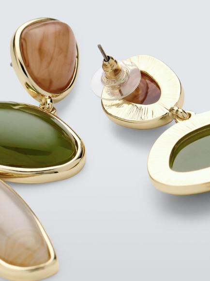 John Lewis Tiered Drop Earrings, Gold/Multi - view 2, Gold/Multi