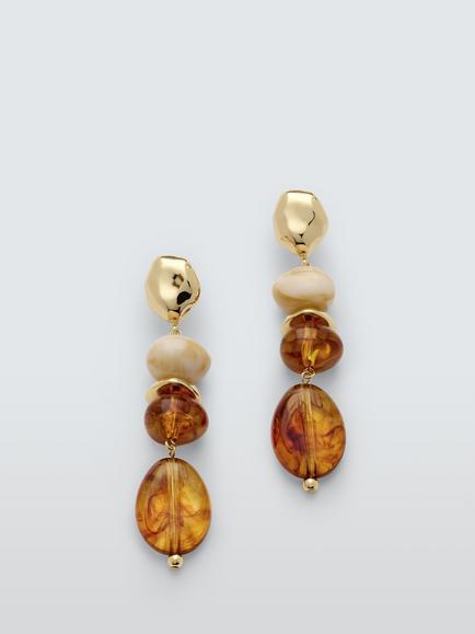 John Lewis Tiered Drop Earrings, Gold/Multi, Gold/Multi