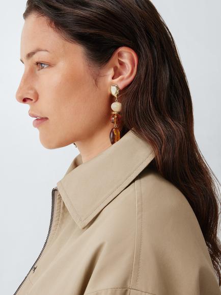 John Lewis Tiered Drop Earrings, Gold/Multi - view 2, Gold/Multi