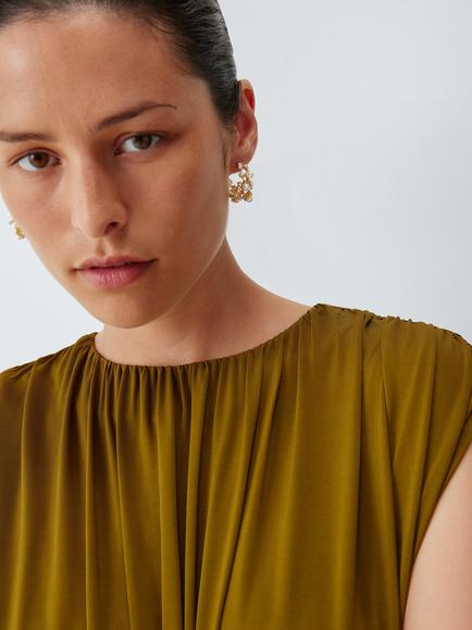 John Lewis Pearl and Diamanté Half Hoop Earrings, Gold - view 2, Gold