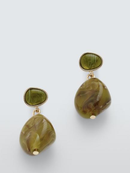 John Lewis Pebble Swirl Drop Earrings, Green, Green