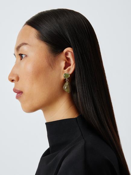 John Lewis Pebble Swirl Drop Earrings, Green - view 2, Green