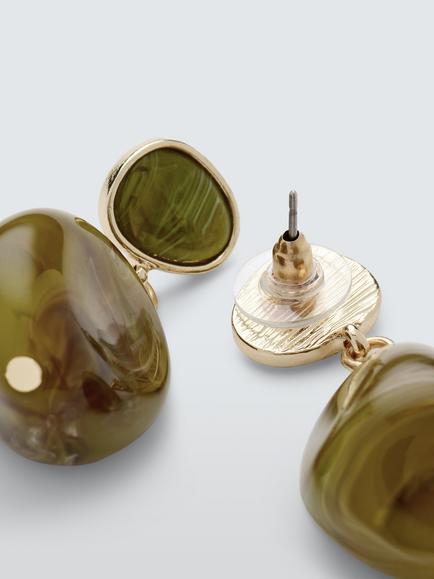 John Lewis Pebble Swirl Drop Earrings, Green - view 2, Green