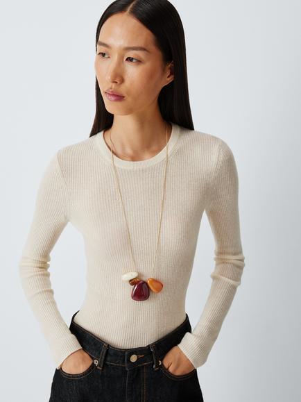 John Lewis Adjustable Autumn Stone Necklace, Gold/Multi - view 2, Gold/Multi